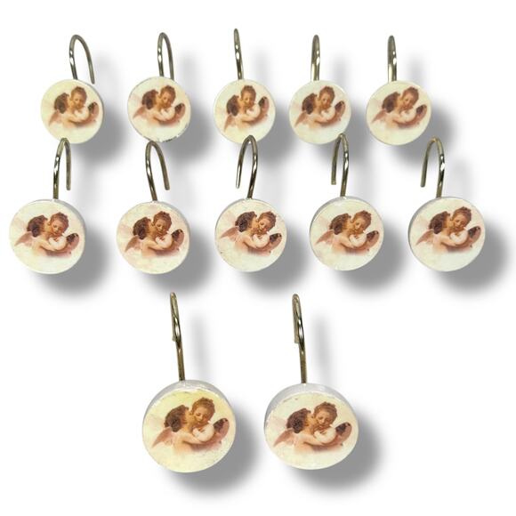 Cherub Angel Shower Curtain Hooks Rings Bathroom Hardware Accessories Lot of 12 - Picture 1 of 5